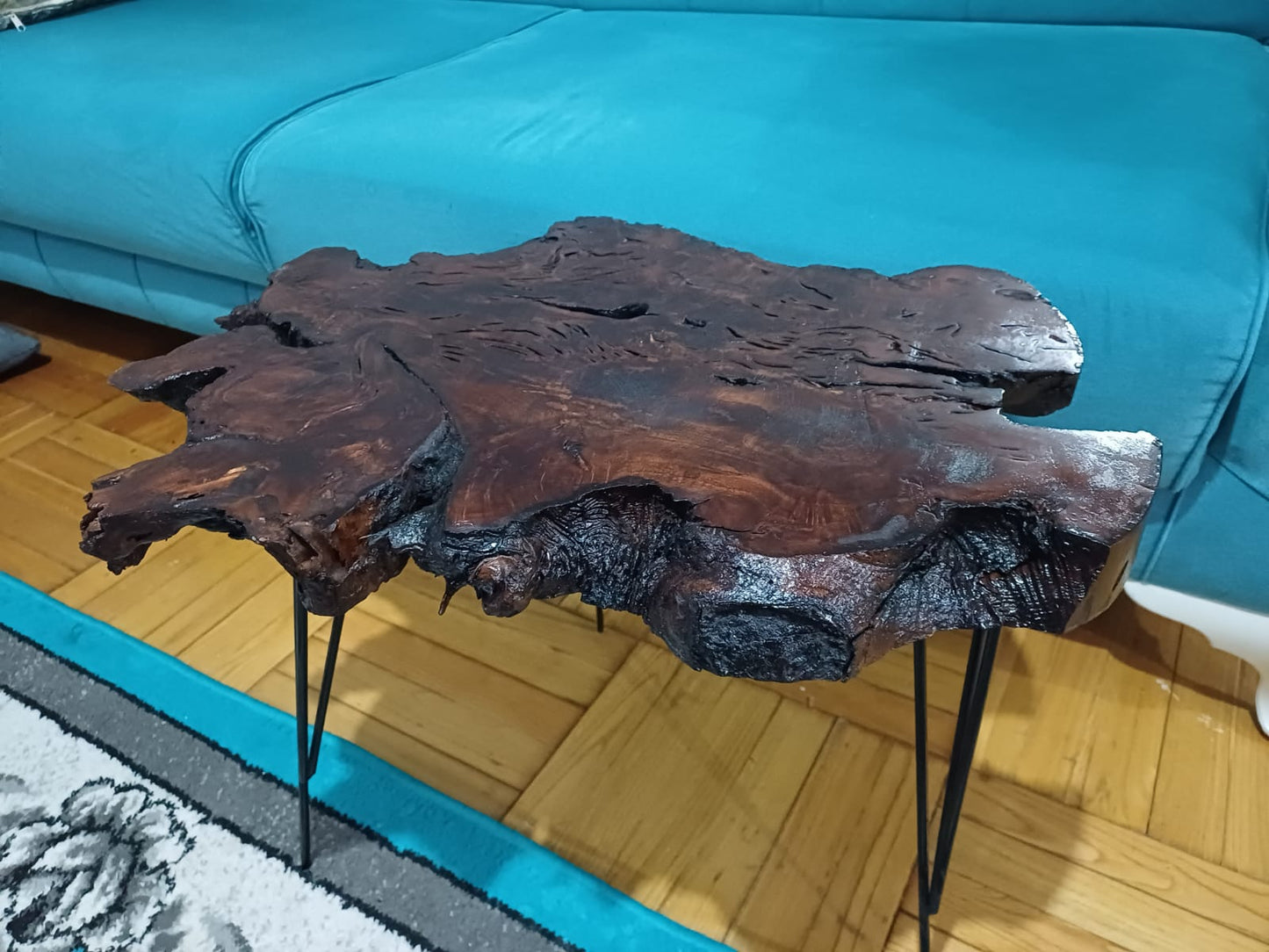 20" Brown Colored Live Edge Olive Coffee Table