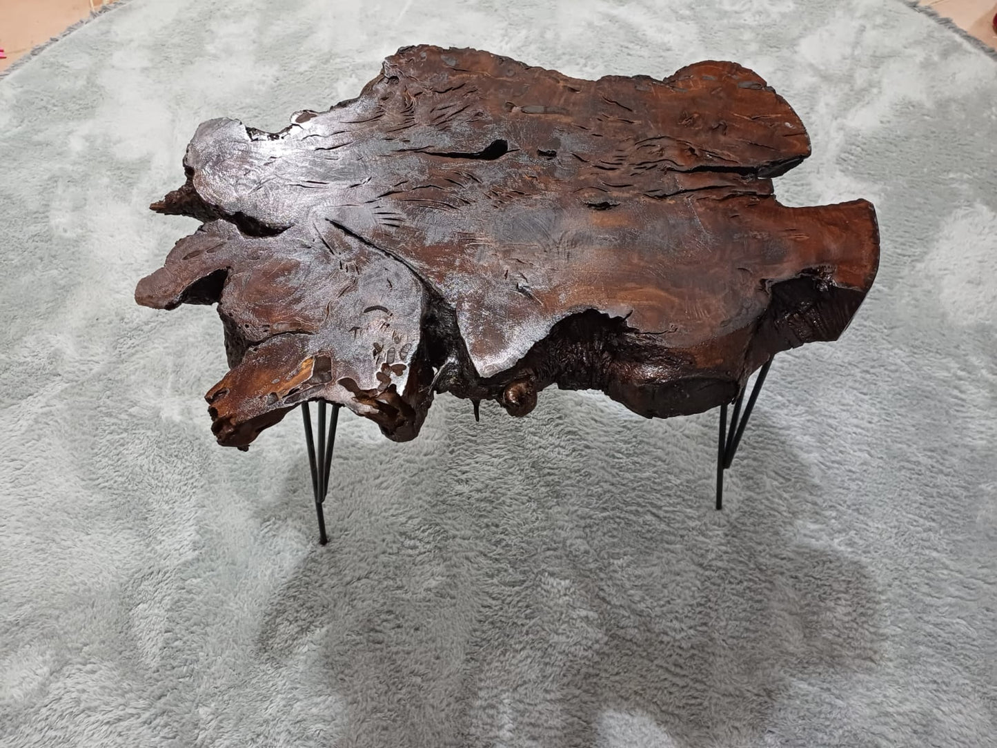 20" Brown Colored Live Edge Olive Coffee Table