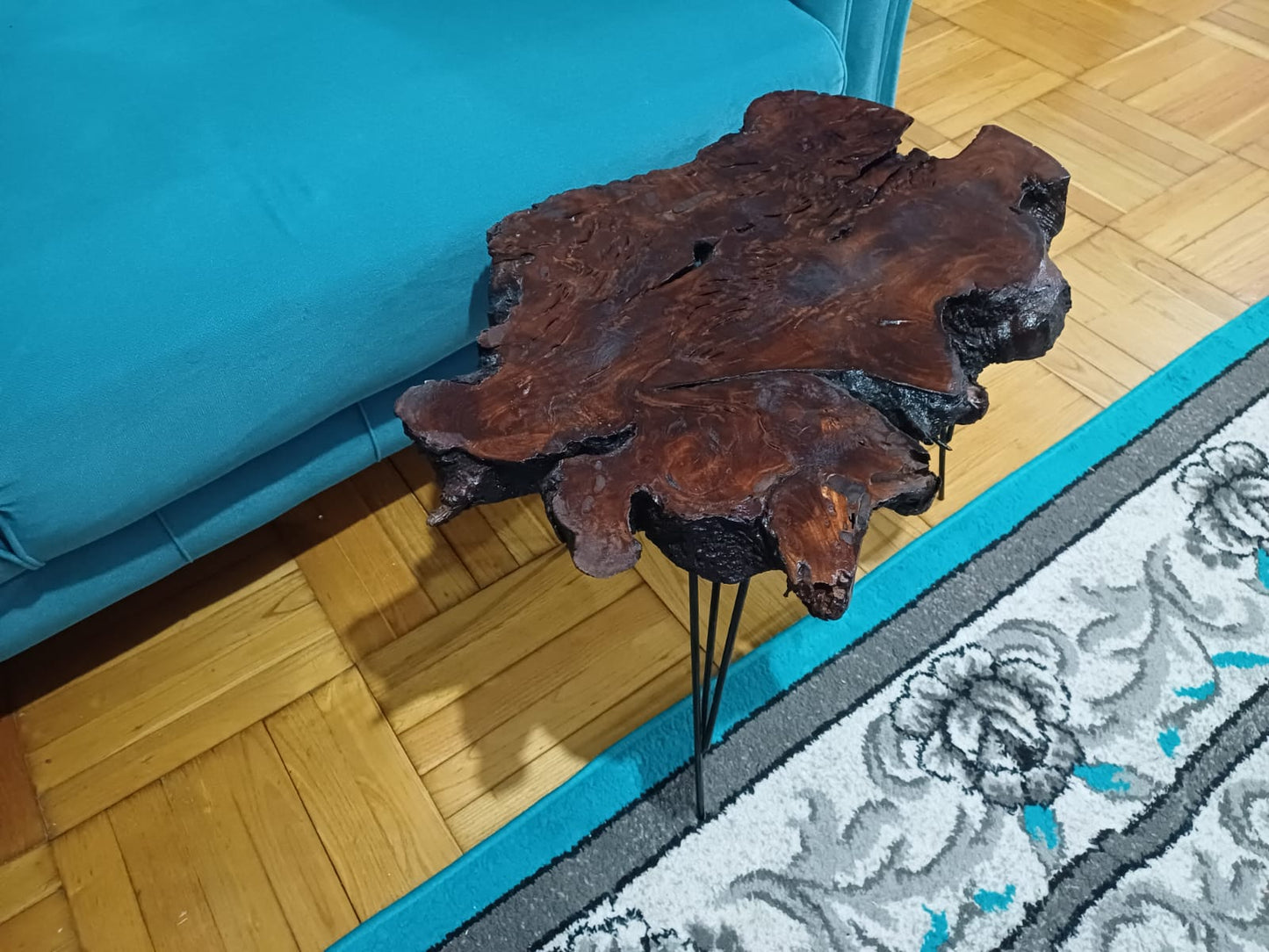 20" Brown Colored Live Edge Olive Coffee Table