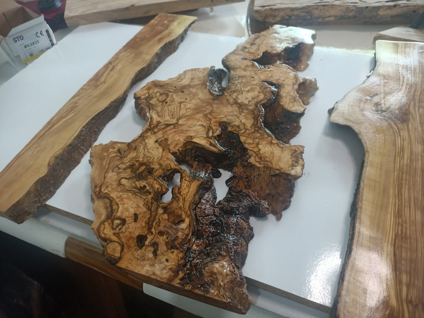 Olive Wood Slab Set in 3 Pieces For River Table