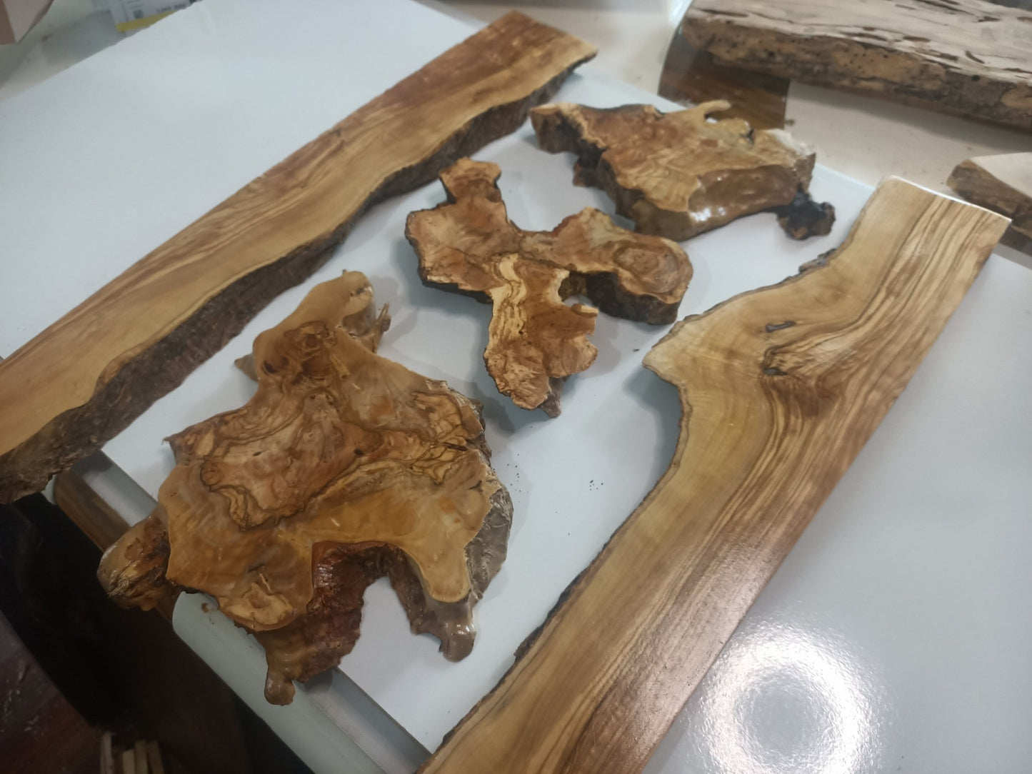 Olive Wood Slab Set in 5 Pieces for River Table