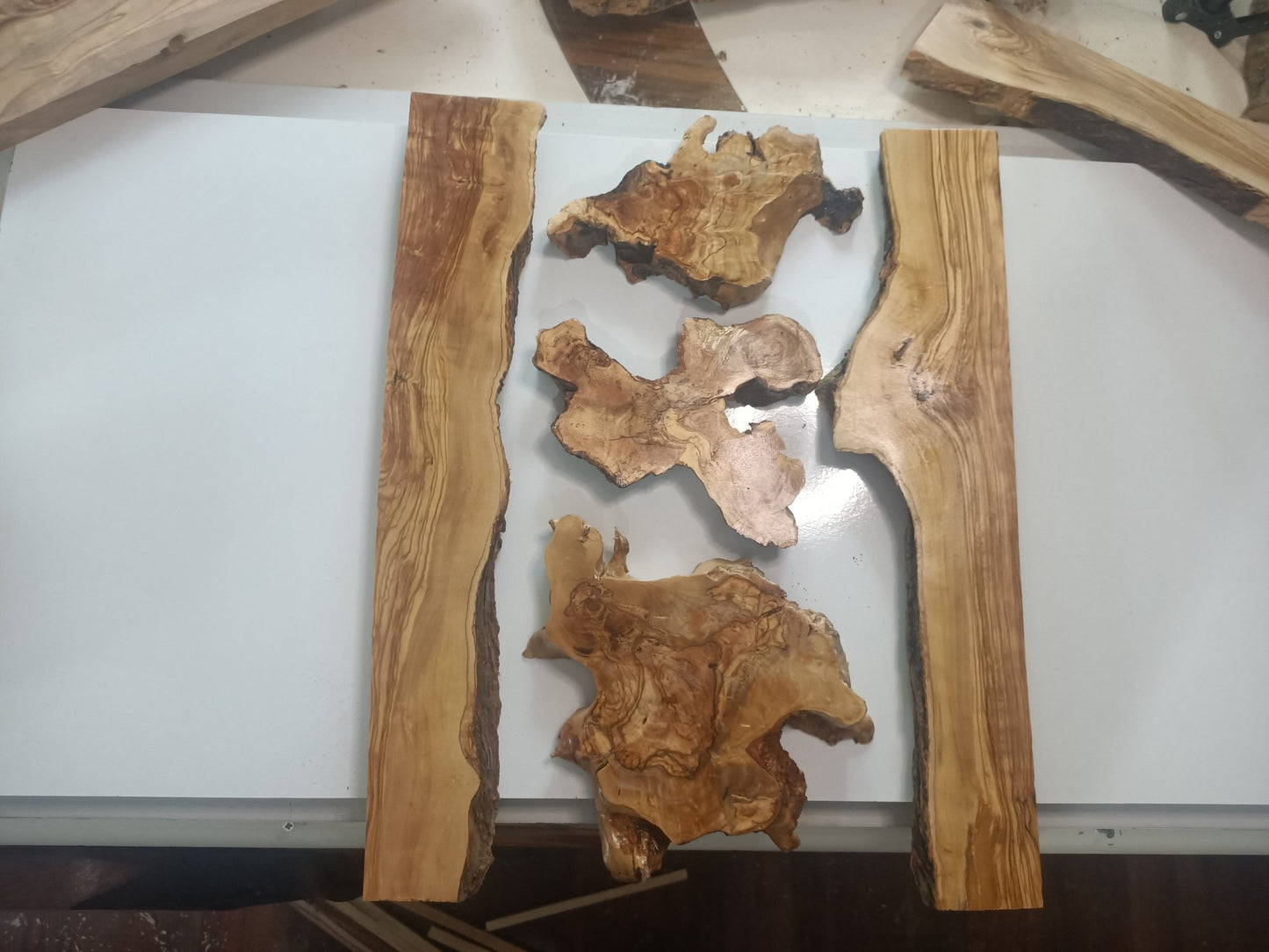 Olive Wood Slab Set in 5 Pieces for River Table