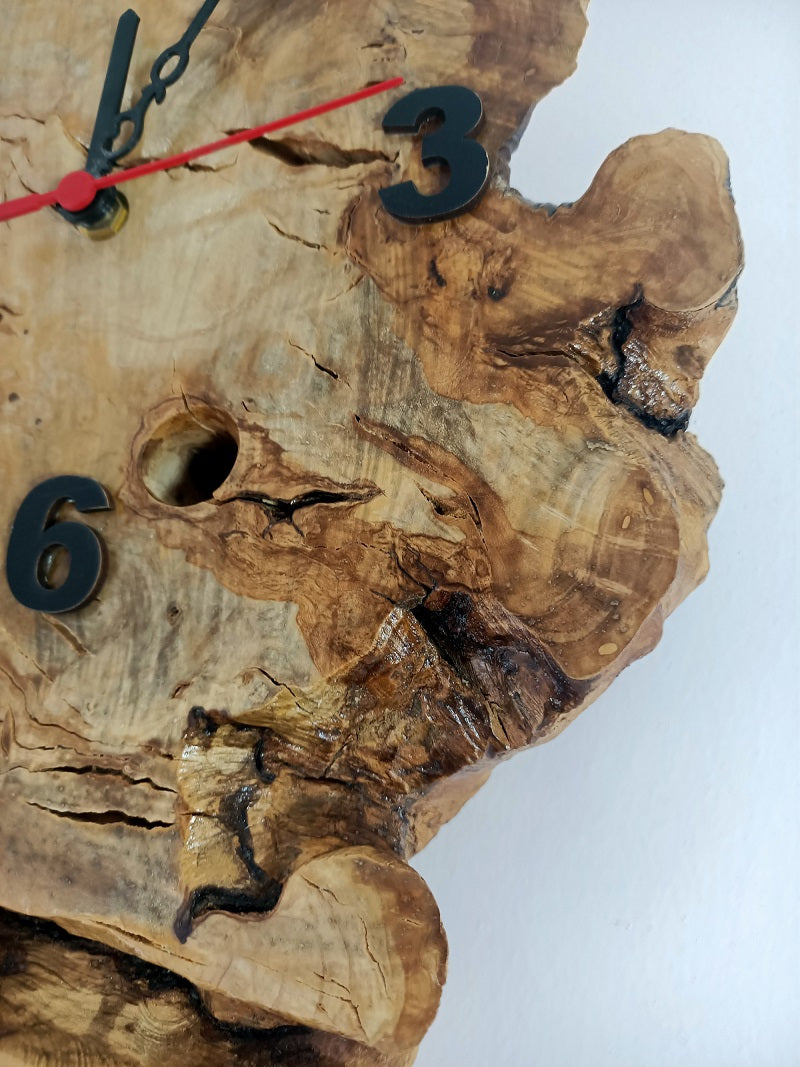 Natural Olive Wood Wall Clock, Wooden Wall clock, Rustic Wall 2024 Clock, Live Edge Clock, Wooden Wall Art, Made to Order, Farmhause Clock