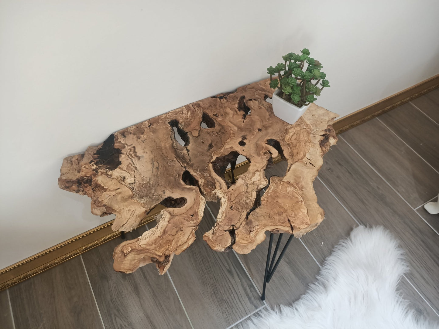 Live Edge Olive Console Coffee Table Wall Type