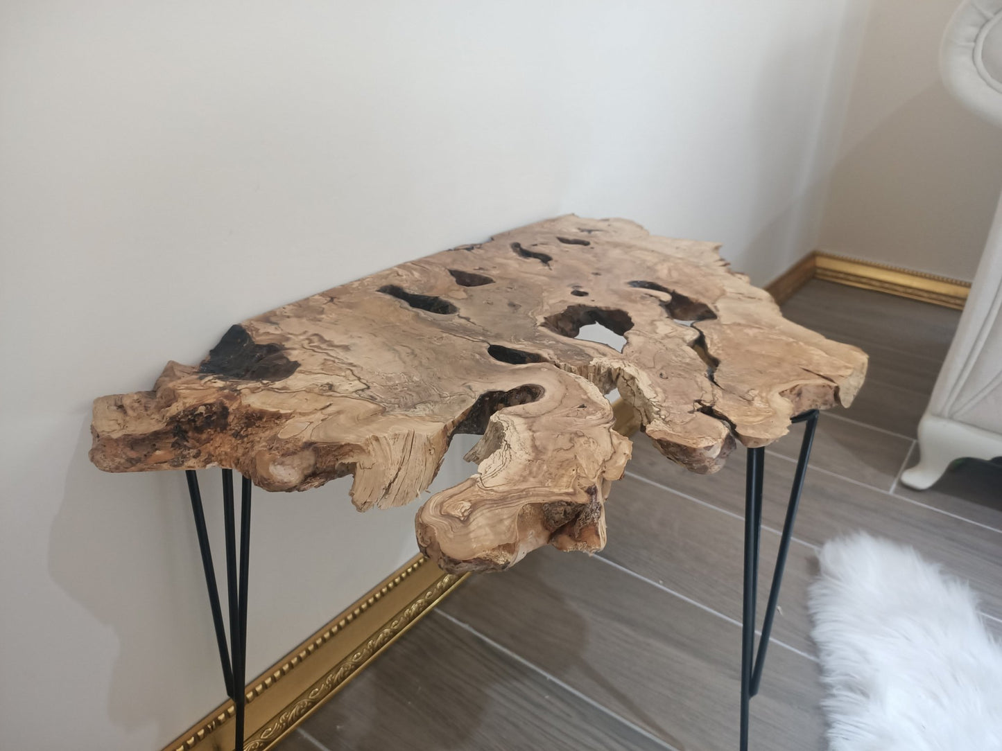 Live Edge Olive Console Coffee Table Wall Type