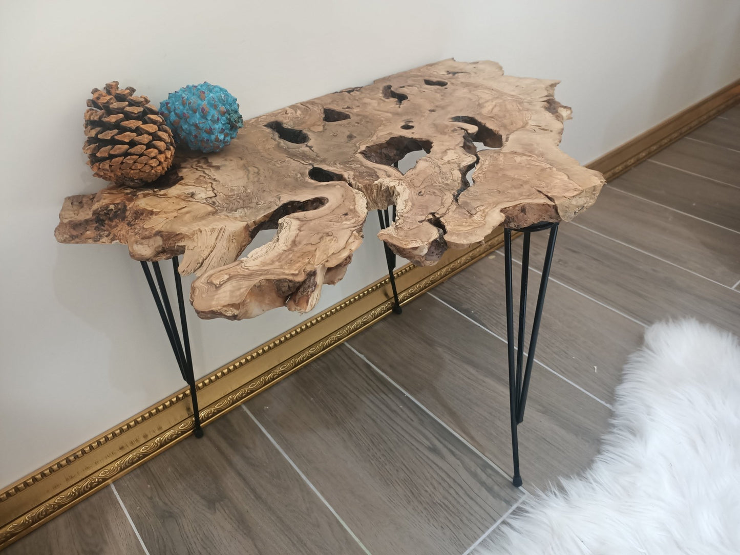 Live Edge Olive Console Coffee Table Wall Type